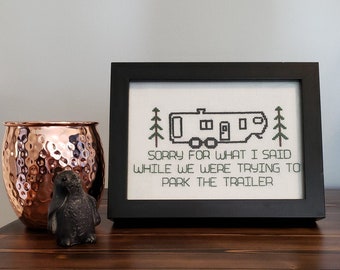 Park the Trailer - 5th Wheel Cross Stitch Pattern - PDF