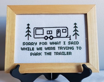 Park the Trailer-Bumper Cross Stitch Pattern - PDF