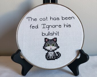 Cat Fed Cross Stitch Pattern - PDF