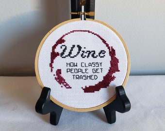 Wine Trashed Cross Stitch Pattern - PDF