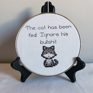 Cat Fed Cross Stitch Pattern - PDF