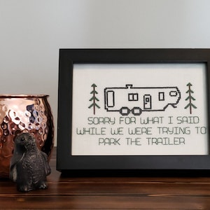 Park the Trailer - 5th Wheel Cross Stitch Pattern - PDF