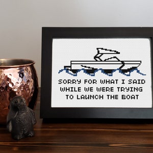 Launch the Boat Cross Stitch Pattern - PDF