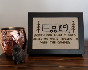 Park the Camper - Bumper Cross Stitch Pattern - PDF