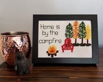 Home is by the Campfire Cross Stitch Pattern - PDF