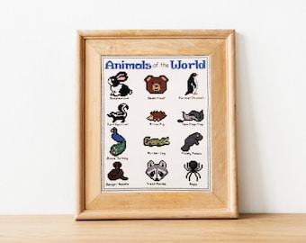Animals of the World Cross Stitch Pattern - PDF