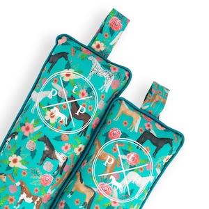 Floral Horse (Teal) - Boot Stuffer | Boot Tree, Fabric Boot Tree, Equestrian Boot Tree, Equestrian Tall Boot Stand, Horse Boot Tree