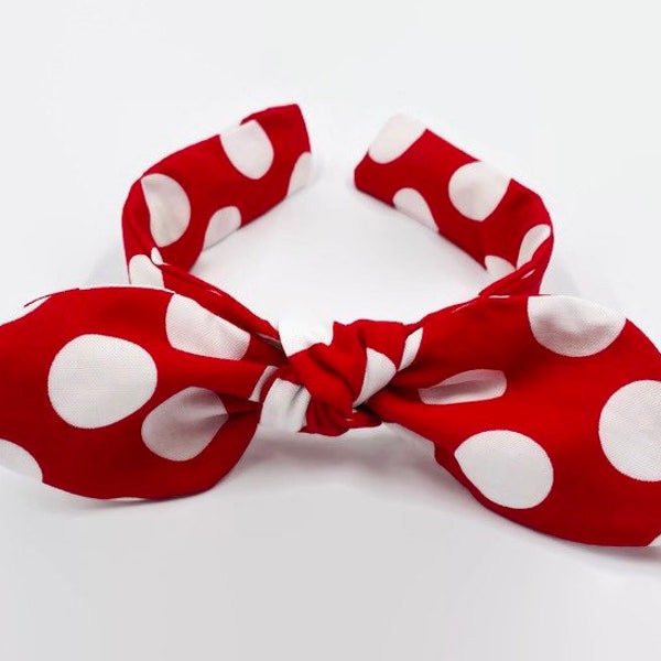 Polka Dots Minnie Bowband Polka Dot Tie Knot Headband Polka Dot Minnie Top Knot Headband