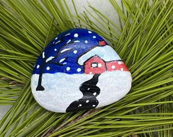 Hand painted rock with magnet