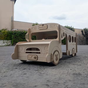 Wooden Bunny Bus Hideout, Chew Safe Rabbit Playhouse
