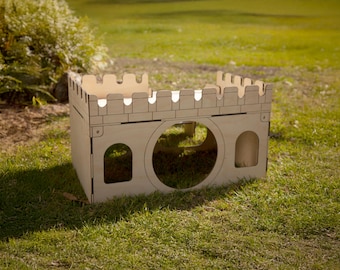 Wooden Jumbo Hideout, Bunny Hide Away House, Pet Chew Safe Wood Modern Home, Handmade Indoor Tunnel, Rabbits and Small Animals Playhouse