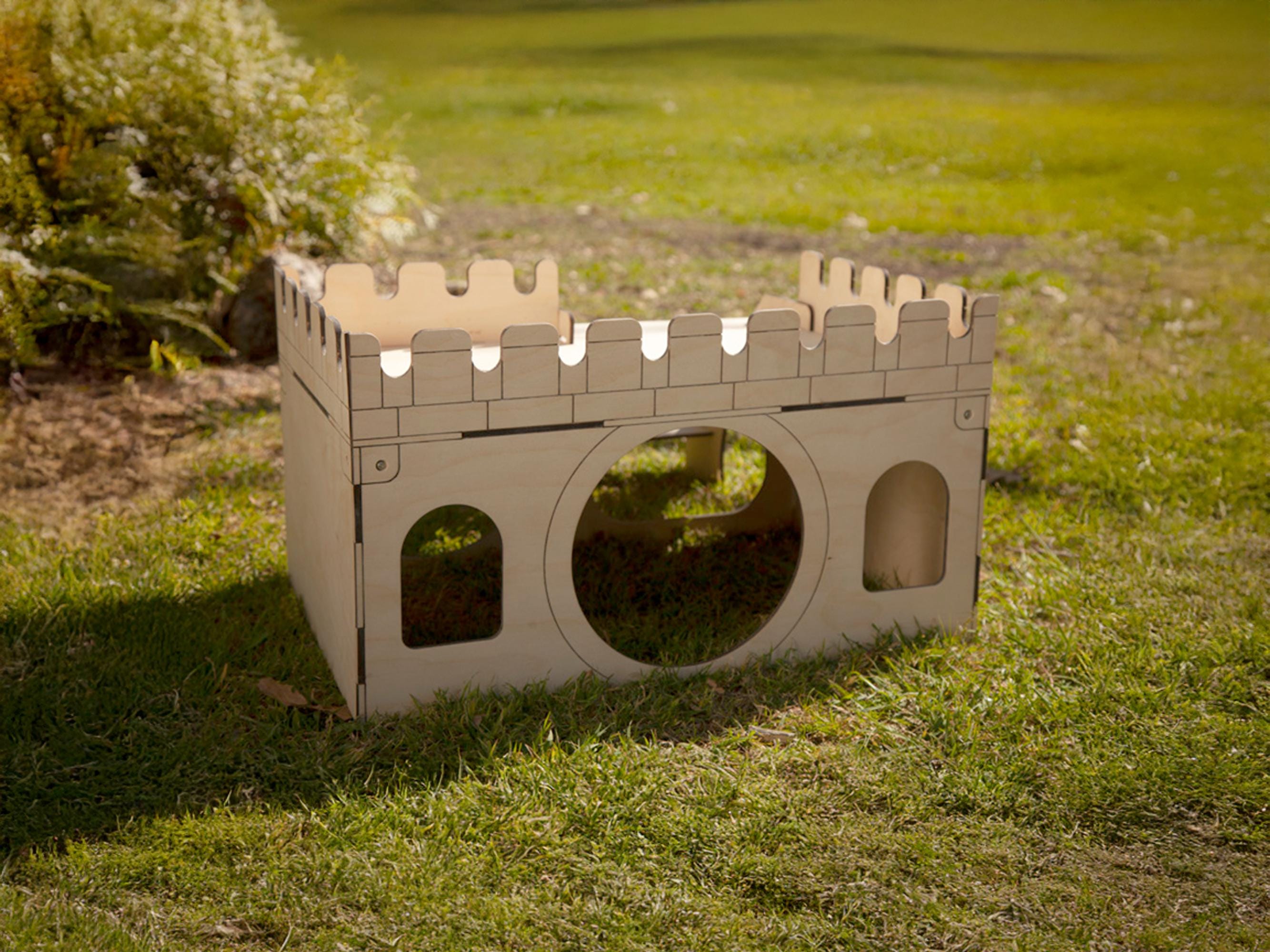 Deluxe Wooden Bunny Castle Playhouse For Rabbits & Small Pets - 2 Levels, Ramp, Tunnel, Easy Assembly