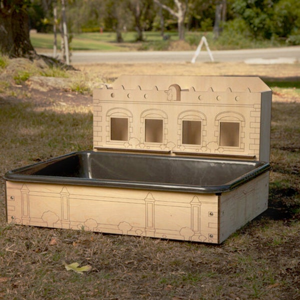 Large Rabbit Hay Feeder with Litter Box X-Large Wide Entry Bunny Nom Mansion Station Pre-assembled Wooden Rabbit Feeder Bunny Castle Wood