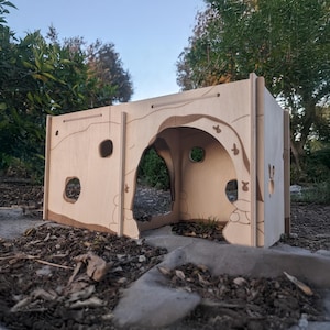 Houten labyrint-schuilplaats, Chew Safe Bunny-speelhuis, tunnel voor kleine dieren