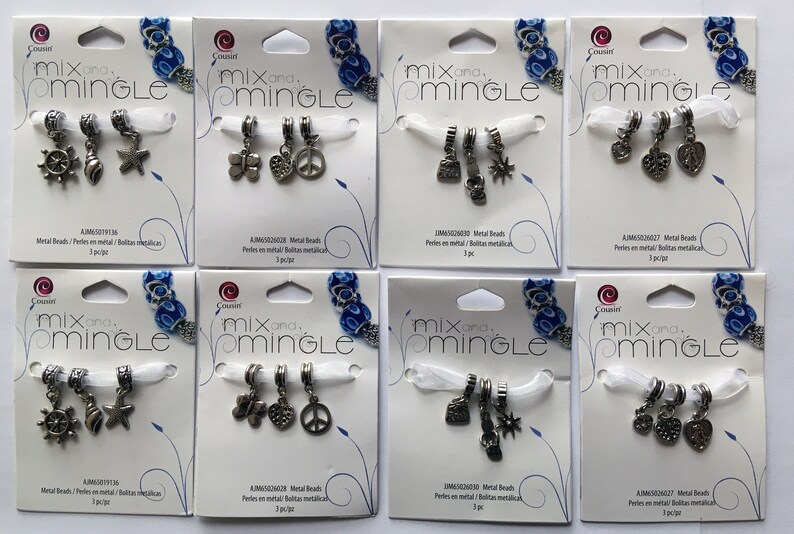 8 Packs Mix and Mingle Metal Bead Charms