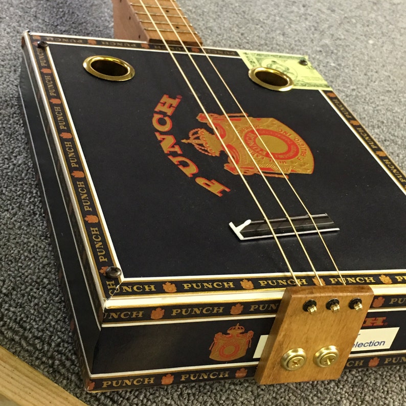 Fretted 3string Punch Cigar Box Guitar With Pickup Etsy Israel
