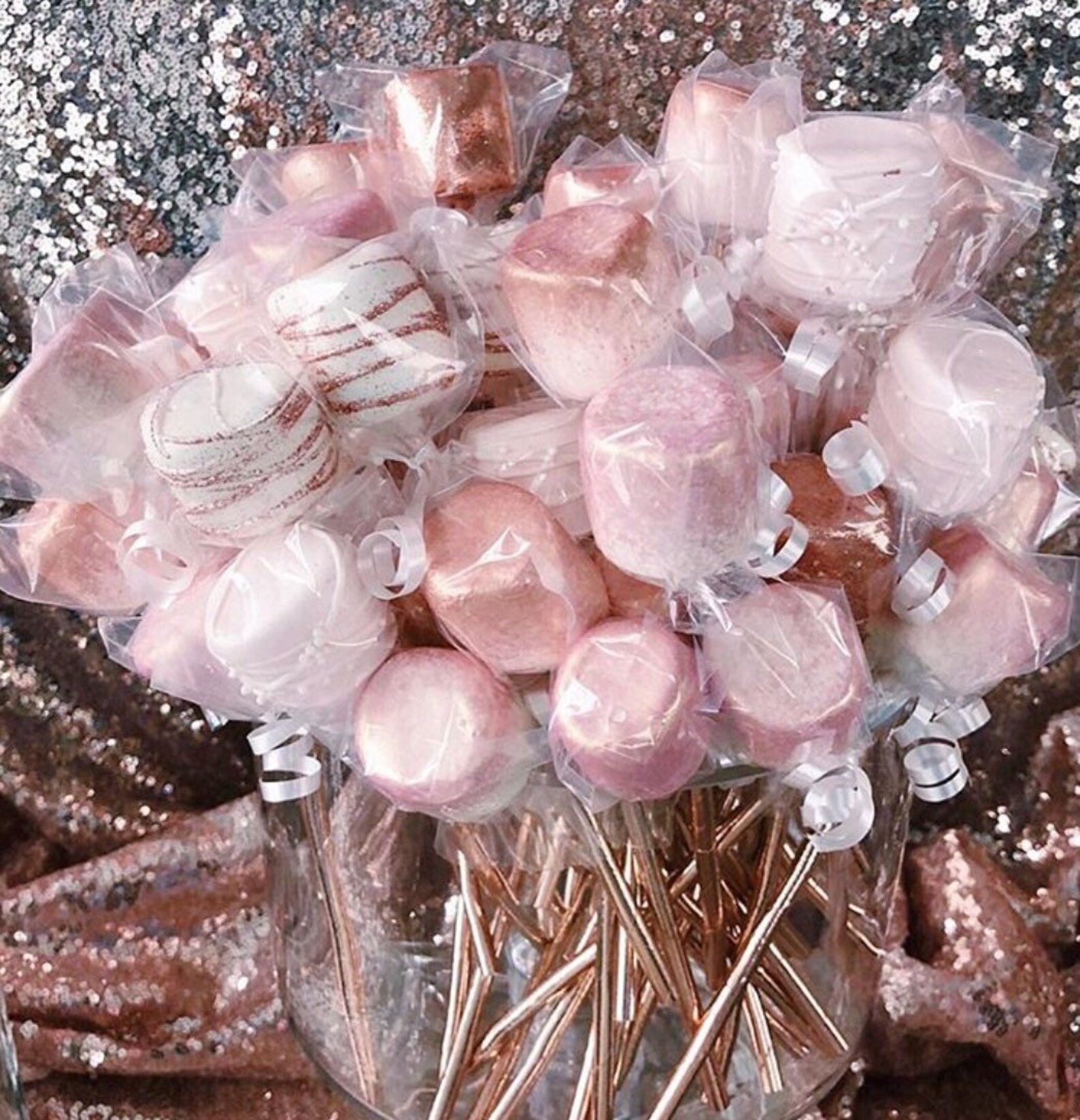 Rose Gold and Blush Chocolate Covered Treats/ Candy Buffet/ Etsy