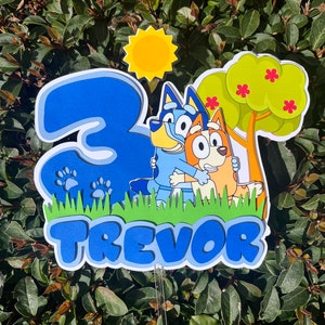 Bluey Cake Topper, Bluey and bingo cake topper, Bluey birthday decor, Kids cake topper, Personalized cake topper, 3D toppers, Custom decor