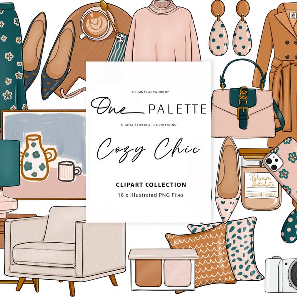 Cozy Chic Fall Winter Fashion Girl Clip Art Digital Clipart Stationery Designs Downloads PNG Hand Drawn Sticker Graphics