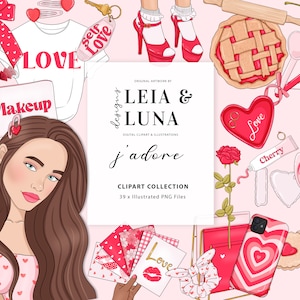 J'adore Valentijnsdag Planner Clipart Mode Meisje Clip Art Valentines Clipart Briefpapier Ontwerpen Downloads PNG Hand Getrokken Sticker Graphics