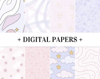Pastellrosa Sterne Digital Scrapbook Papier NICHT NAHTLOS Aquarell Sublimation Designs Downloads PNG Hand Gezeichnet Hintergrund
