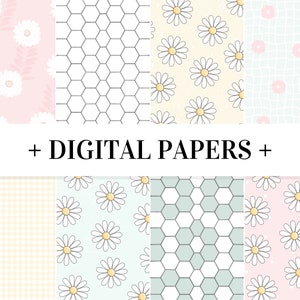 Pastel Daisy Pretty Digital Scrapbook Paper NO SEAMLESS Acuarela Sublimación Diseños Descargas PNG Fondo dibujado a mano
