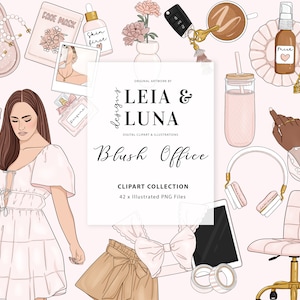 Blush Office Planner Clipart Fashion Girl Clip Art Pink Clipart Cancelleria Disegni Download PNG Grafica adesiva disegnata a mano