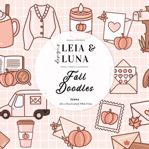 Fall Icon Doodles Planner Clipart Fashion Girl Clip Art Fall Planner icons Stationery Designs Downloads PNG Hand Drawn Sticker Graphics