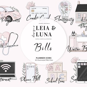 Rekeningen Betaling Planner Pictogrammen Te Doen Mode Meisje Clip Art Aquarel Clipart Briefpapier Ontwerpen Downloads PNG Hand Getrokken Sticker Graphics