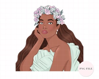 Mint Bloom Girl Sublimation Design Downloads Sublimation Design Digital Clipart DTG Printing Print Download PNG File