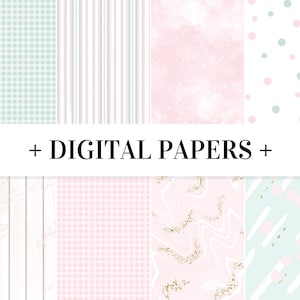 Ostern Frühling Pastell Rosa Minze Digitales Scrapbook Papier NICHT NAHTLOS Aquarell Sublimation Designs Downloads PNG Hand Gezeichnet Hintergrund