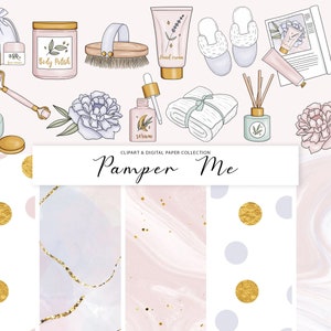 Self Care Pamper Planner Clipart Fashion Girl Clip Art Spa Day Clipart Stationery Designs Downloads PNG Hand Drawn Sticker Graphics