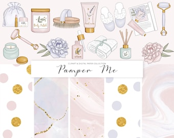 Self Care Pamper Planner Clipart Fashion Girl Clip Art Spa Day Clipart Stationery Designs Downloads PNG Hand Drawn Sticker Graphics