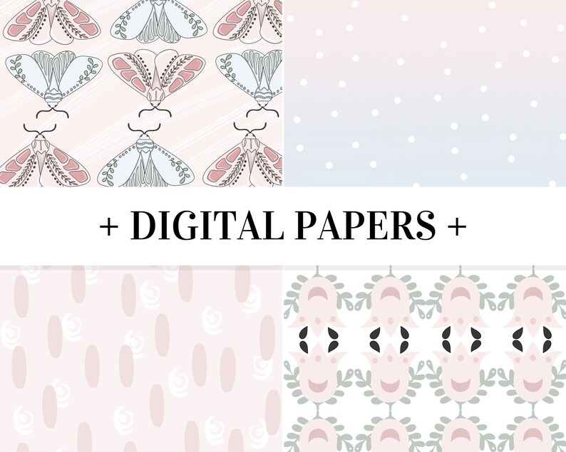 Pastel Pink Blue Floral Digital Scrapbook Paper NOT SEAMLESS Watercolor ...