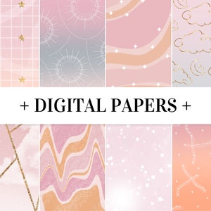 Roze oranje ster Galaxy hemelse digitale scrapbook papier niet NAADLOOS aquarel sublimatie ontwerpen downloads PNG hand getekende achtergrond