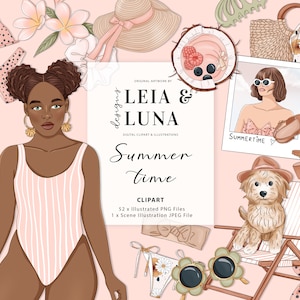 Summertime Summer Fashion Girl Clip Art Acquerello Clipart Cancelleria Disegni Download PNG Grafica adesiva disegnata a mano