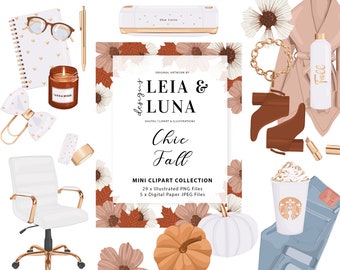 Chic Fall Fashion Planner Clipart Fashion Girl Clip Art Fall Clipart Stationery Designs Downloads PNG Hand Drawn Sticker Graphics