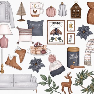 Winter Hygge Clipart Mode Mädchen Clip Art Winter Clipart Briefpapier Designs Downloads PNG Handgezeichnet Sticker Grafik Bild 2