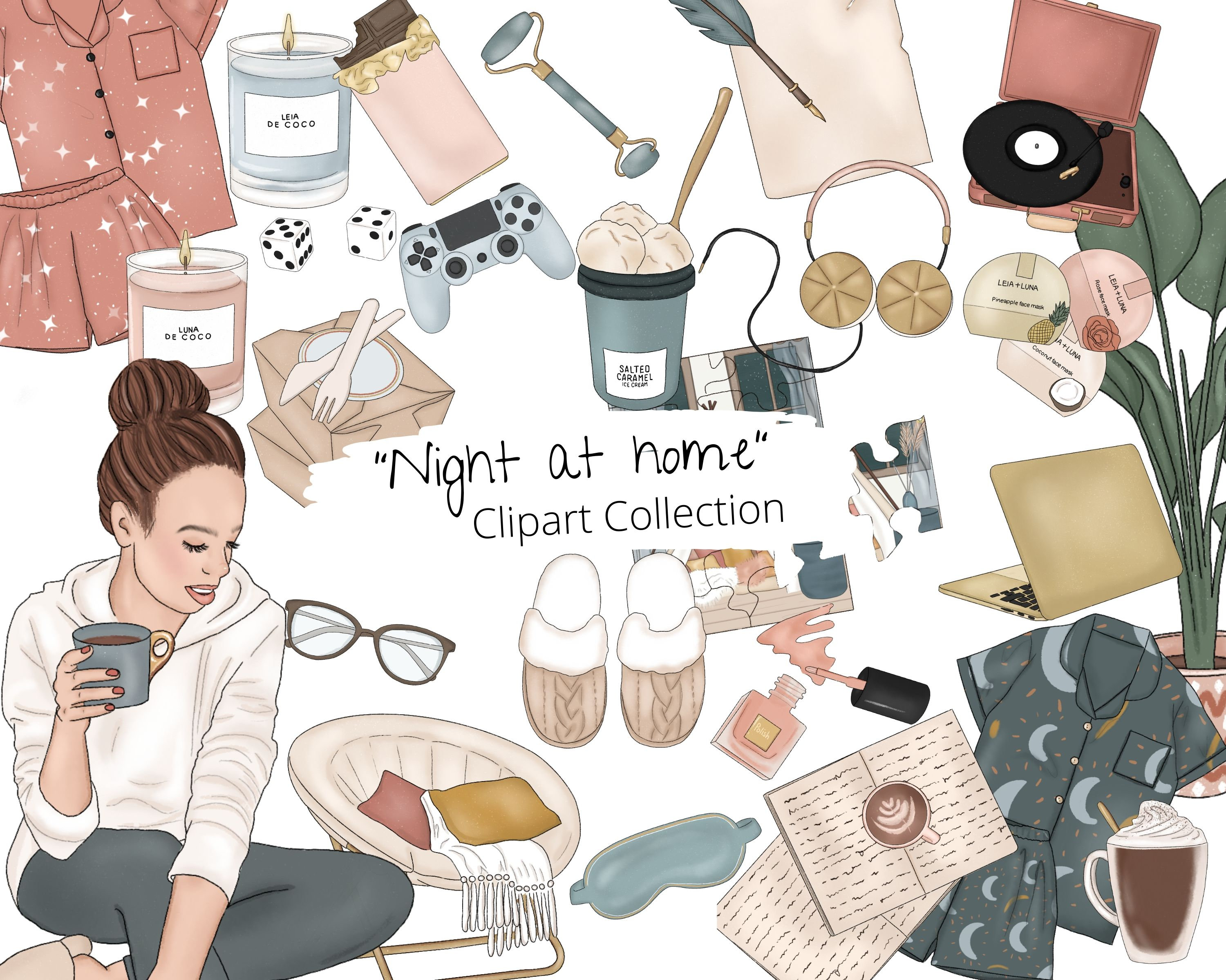 Night at Home Clip Art Stay at Home Clip Art Relax Clipart Etsy Australia