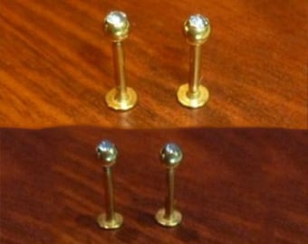 2 pieces gold plated surgical steel 16g labret, labret stud, lip ring, lip stud, cartilage tragus helix earring piercing stud jewelry 2piece