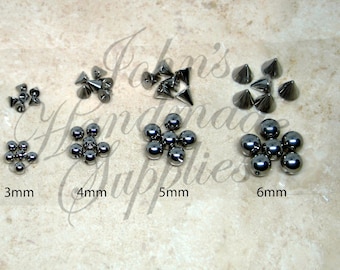 6 Pack of Extra Balls or Spikes for 16G or 14G Silver Horseshoes, Septum Rings, Lip Labrets, Industrial Barbells, Belly Rings, and Etc.