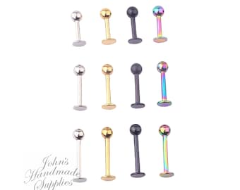 16g Surgical Steel 6mm 8mm 10mm silver gold black rainbow Straight Barbell, Labret Stud, Cartilage Tragus Earrings, Snake Bite, Monroe stud