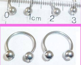 Pair (2) Septum, Septum Piercing, Septum Ring, Silver Septum, Nose Ring, clear crystal Septum Ring, 16g septum, 10mm septum
