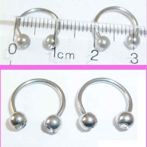 Paire (2) Septum, Septum Piercing, Septum Ring, Silver Septum, Nose Ring, clair cristal Septum Ring, 16g septum, 10mm septum