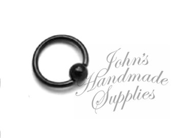 Captive Lip Ear Daith Ring Annealed 16 Gauge 5/16" w/Fixed 3mm Ball Black IP B 