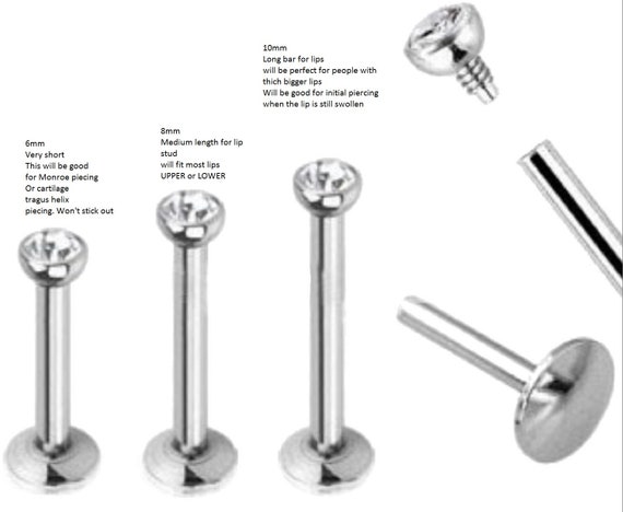 Labret Stud Size Chart