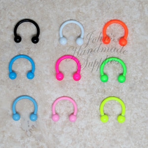 Daith earring tragus cartilage helix piercing 16g Rook earring piercing Eyebrow ring Snug piercing 16g horseshoe barbell neon color ring