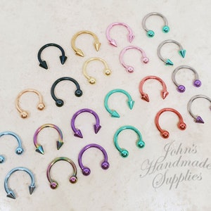 16G Horseshoe w/ Ball Ends Piercing/Metallic Piercing/Septum Ring/Tragus Earring/Cartilage Earring/Earrings/Piercing/Nose Ring