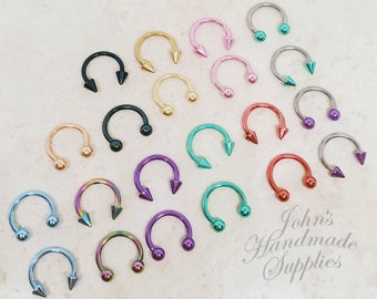 16G Horseshoe w/ Ball Ends Piercing/Metallic Piercing/Septum Ring/Tragus Earring/Cartilage Earring/Earrings/Piercing/Nose Ring