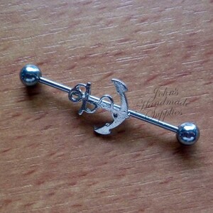 14G Surgical Steel Anchor Design Ear Cartilage Piercing Industrial bar Barbell with removable balls